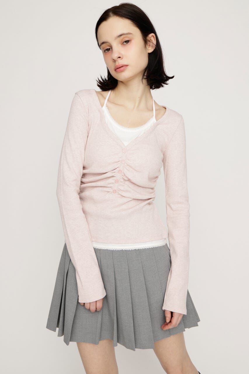 SLY「LAYERED LIKE CUT トップス」|Tシャツ・カットソー|L/PNK1