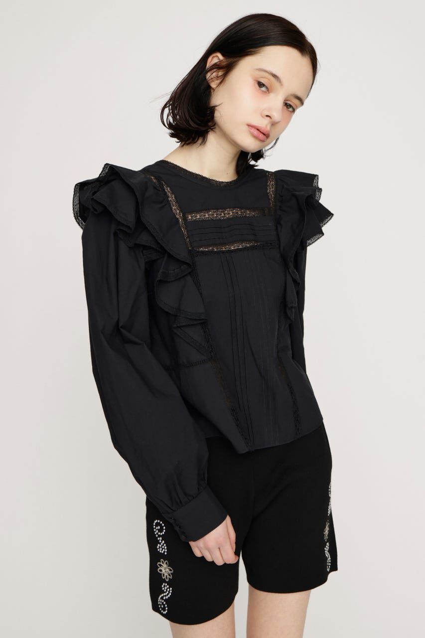 SLY「2WAY RIBBON FRILL LACE トップス」|シャツ・ブラウス|BLK