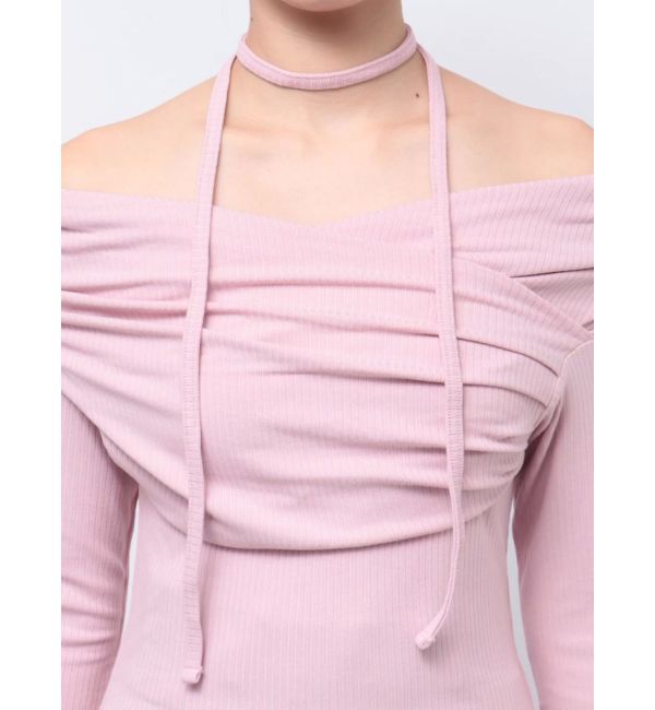 dazzlin「チョーカー付きオフショルドレープ長袖トップス」|Tシャツ・カットソー|