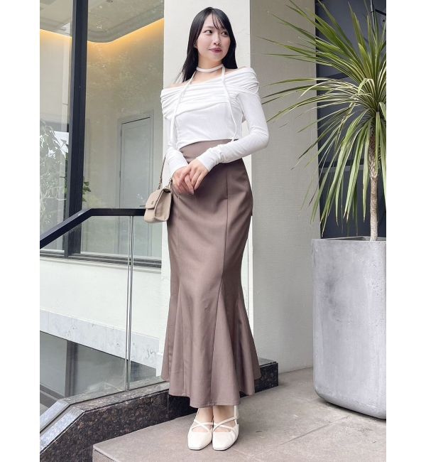 dazzlin「チョーカー付きオフショルドレープ長袖トップス」|Tシャツ・カットソー|