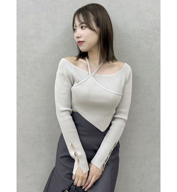 dazzlin「レイヤードオフショルバックリボンニット」|ニット・セーター|