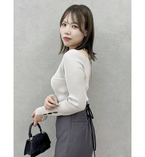 dazzlin「レイヤードオフショルバックリボンニット」|ニット・セーター|