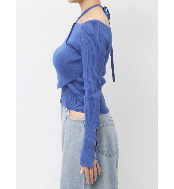 dazzlin「レイヤードオフショルバックリボンニット」|ニット・セーター|