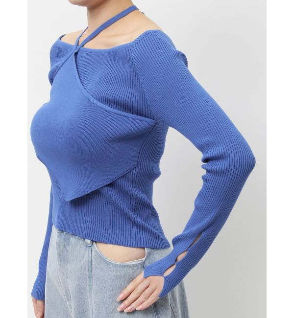 dazzlin「レイヤードオフショルバックリボンニット」|ニット・セーター|