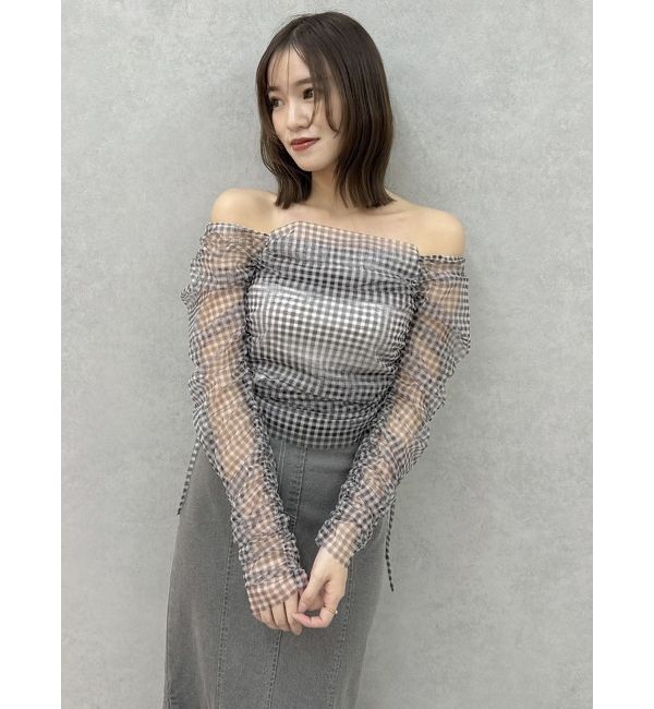 dazzlin「ワンショルギャザーシアートップス」|Tシャツ・カットソー|