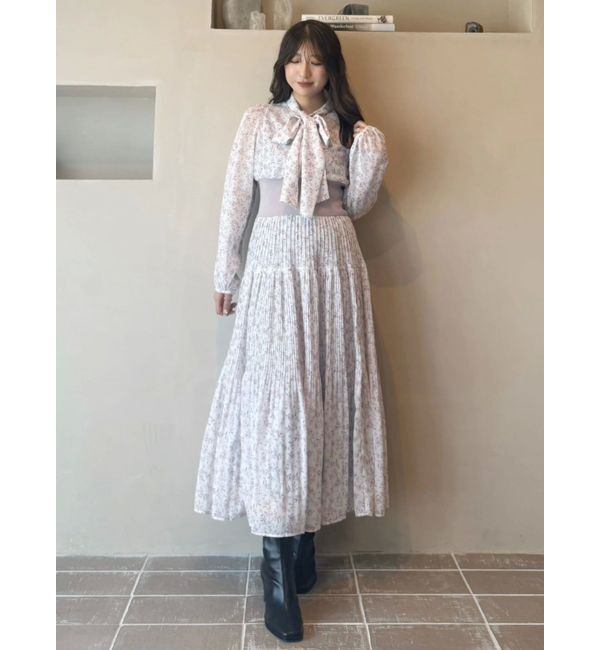 MERCURYDUO「ウエストリブプリーツワンピース」|ワンピース|