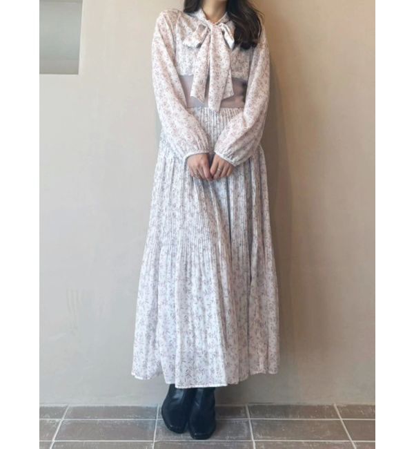 MERCURYDUO「ウエストリブプリーツワンピース」|ワンピース|ピンク