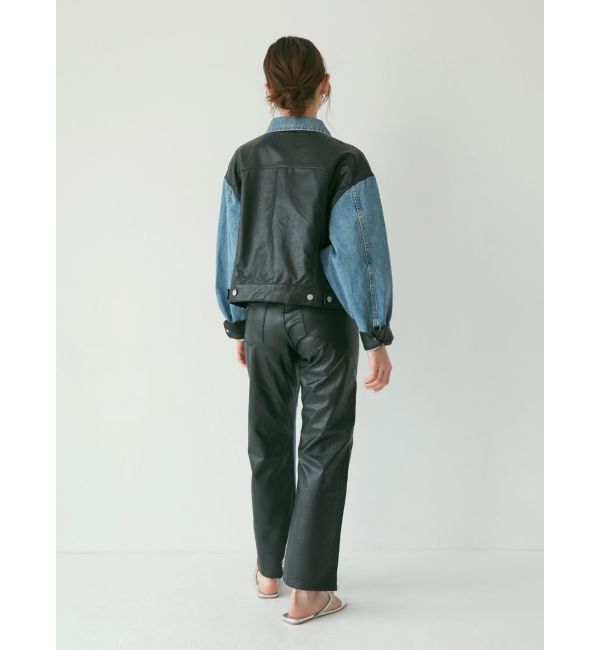 Ungrid「フェイクレザードッキングデニム」|デニム|