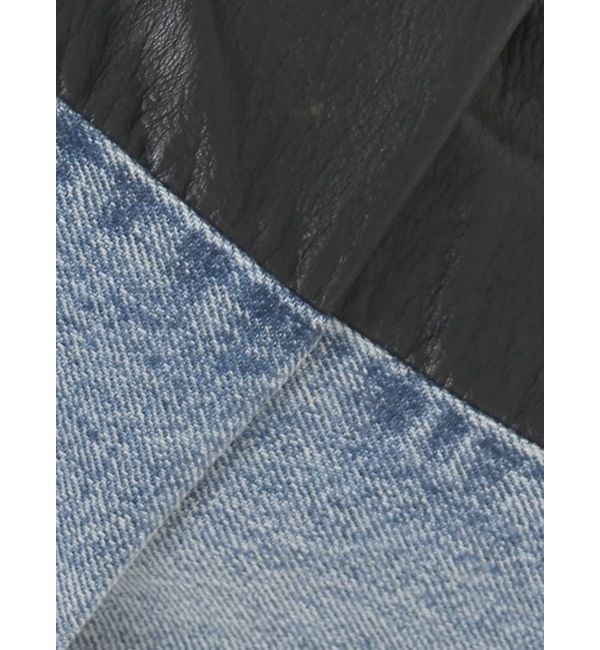 Ungrid「フェイクレザードッキングデニム」|デニム|