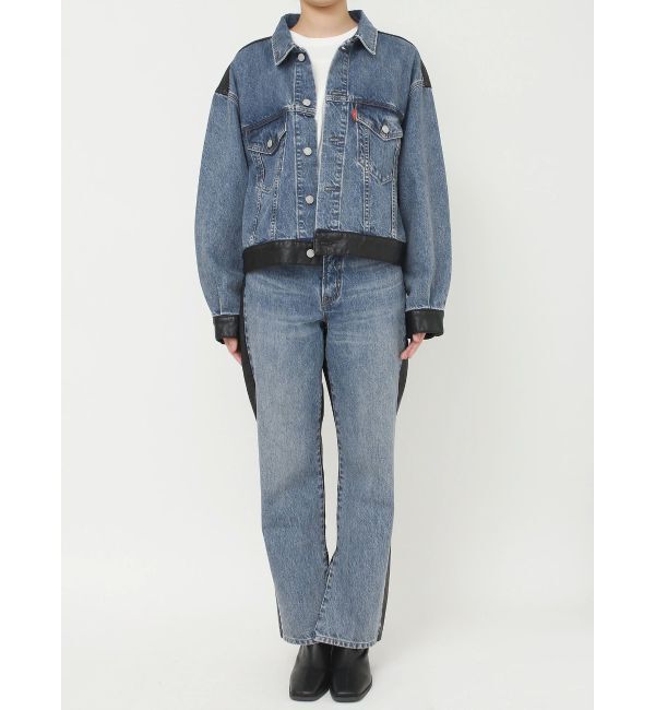 Ungrid「フェイクレザードッキングデニム」|デニム|