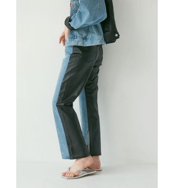 Ungrid「フェイクレザードッキングデニム」|デニム|