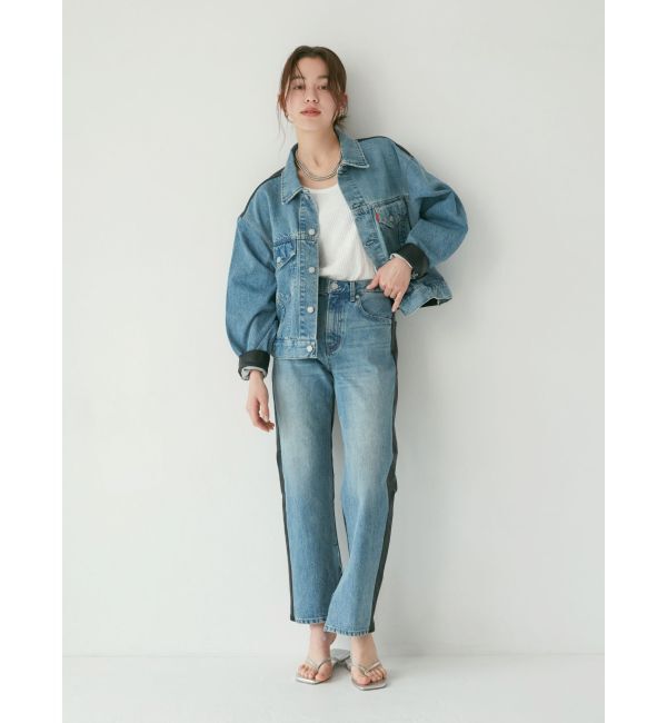 Ungrid「フェイクレザードッキングデニム」|デニム|