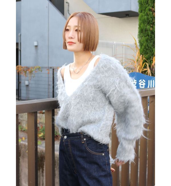 Ungrid「Vネック起毛ルーズニット」|ニット・セーター|