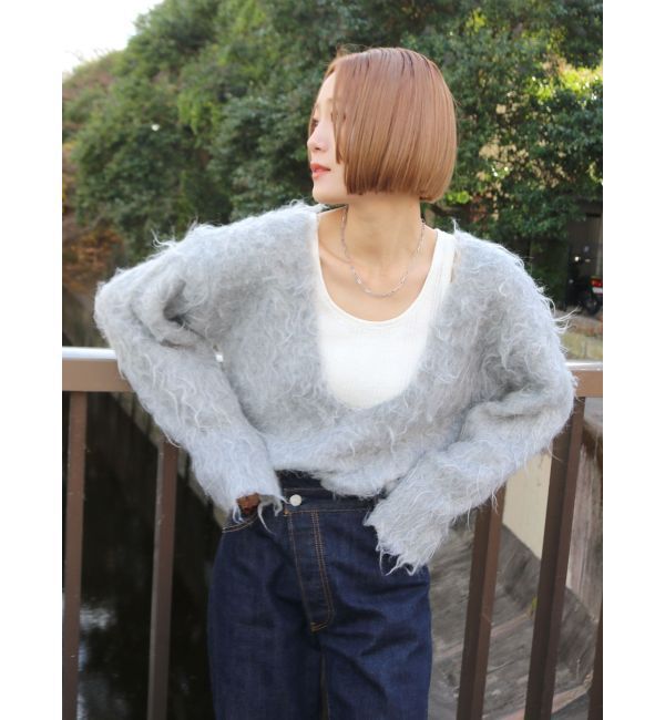 Ungrid「Vネック起毛ルーズニット」|ニット・セーター|