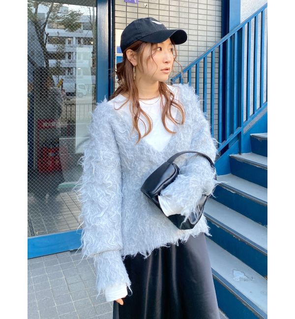 Ungrid「Vネック起毛ルーズニット」|ニット・セーター|