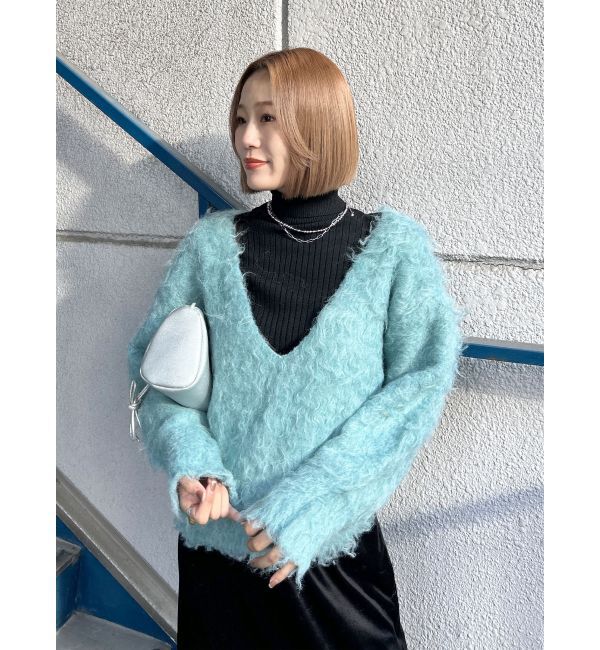 Ungrid「Vネック起毛ルーズニット」|ニット・セーター|
