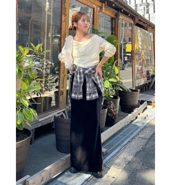 Ungrid「フィットベロアスカート」|スカート|