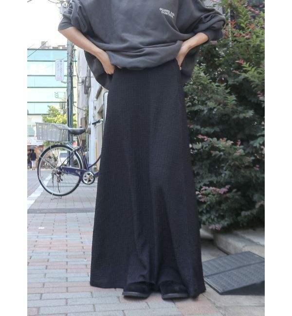 Ungrid「カットジャカードフィトフレアスカート」|スカート|ブラック