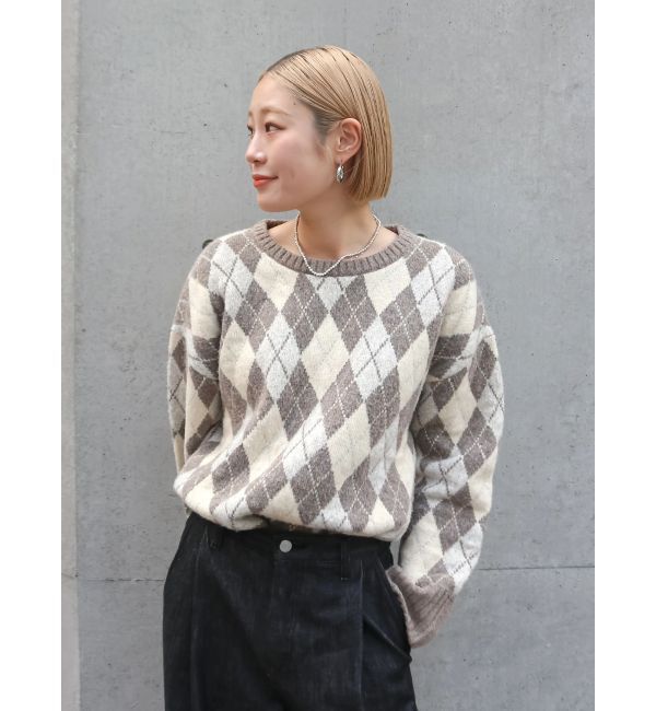 Ungrid「アーガイルルーズニット」|ニット・セーター|