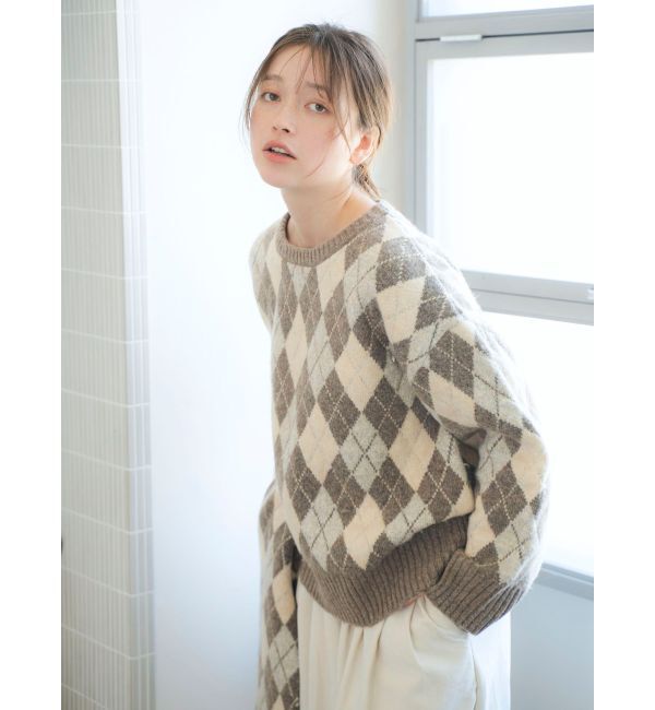Ungrid「アーガイルルーズニット」|ニット・セーター|