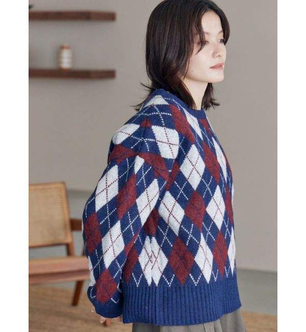 Ungrid「アーガイルルーズニット」|ニット・セーター|