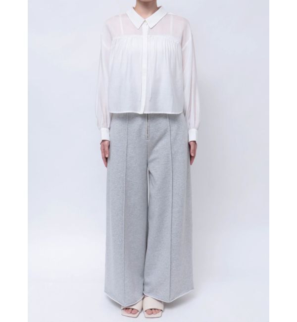 LAGUNAMOON「セミシアーギャザーショートシャツ」|シャツ・ブラウス|