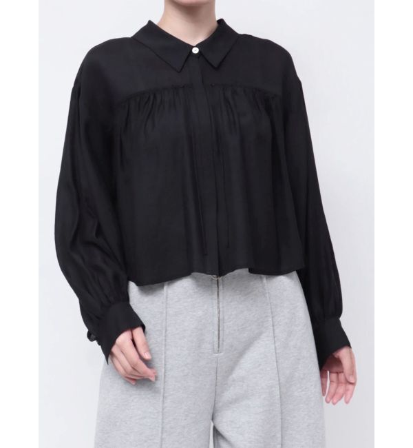 LAGUNAMOON「セミシアーギャザーショートシャツ」|シャツ・ブラウス|