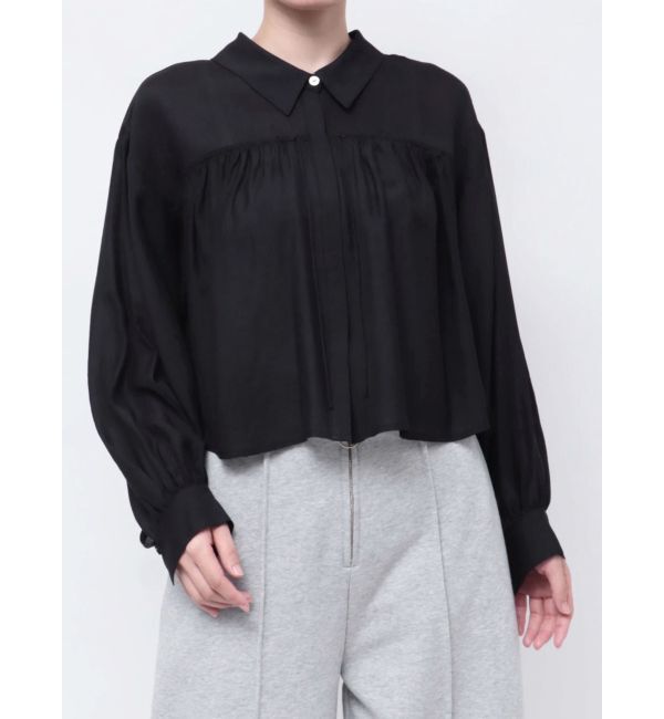 LAGUNAMOON「セミシアーギャザーショートシャツ」|シャツ・ブラウス|