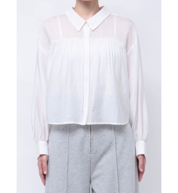 LAGUNAMOON「セミシアーギャザーショートシャツ」|シャツ・ブラウス|