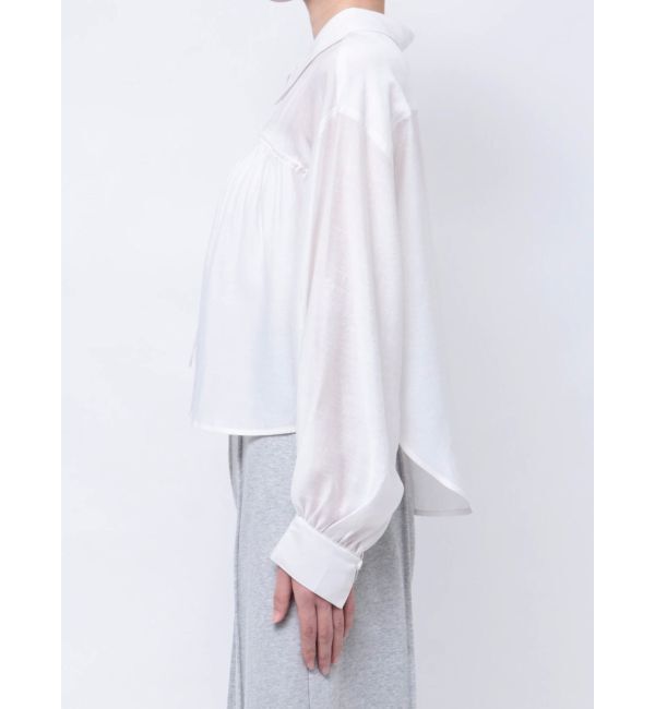 LAGUNAMOON「セミシアーギャザーショートシャツ」|シャツ・ブラウス|