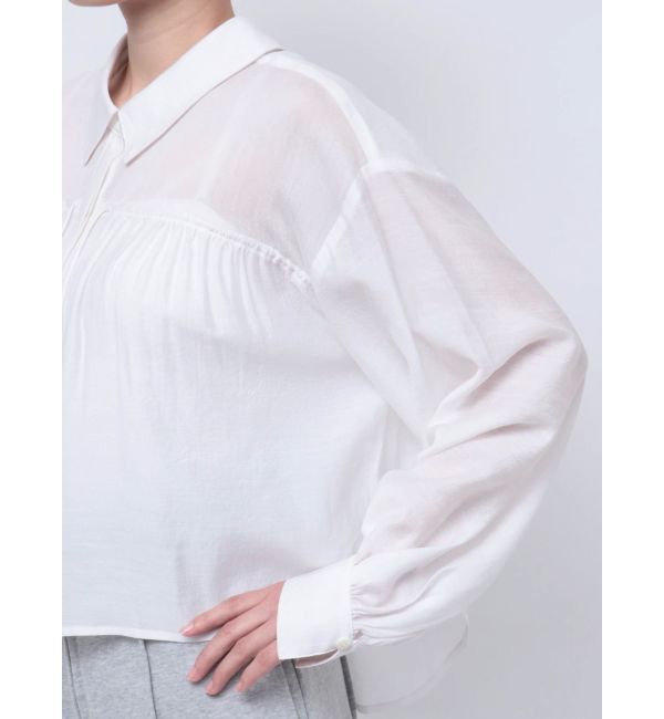 LAGUNAMOON「セミシアーギャザーショートシャツ」|シャツ・ブラウス|