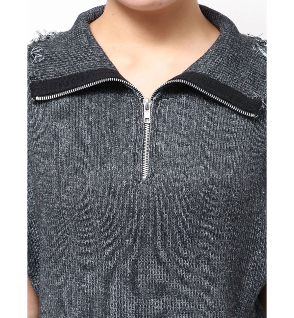 jouetie「ハーフジップダメージニット」|ニット・セーター|