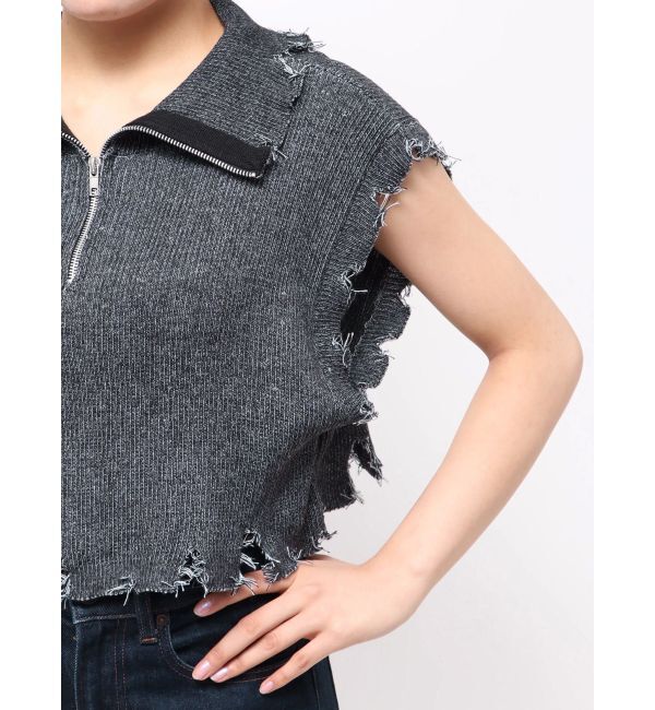 jouetie「ハーフジップダメージニット」|ニット・セーター|