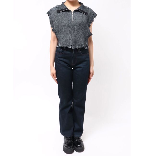 jouetie「ハーフジップダメージニット」|ニット・セーター|