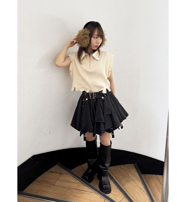 jouetie「ハーフジップダメージニット」|ニット・セーター|