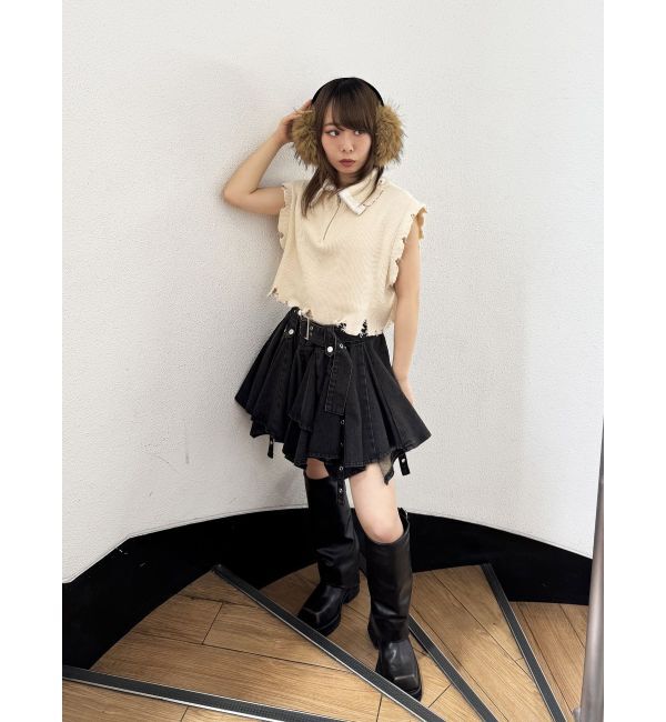 jouetie「ハーフジップダメージニット」|ニット・セーター|