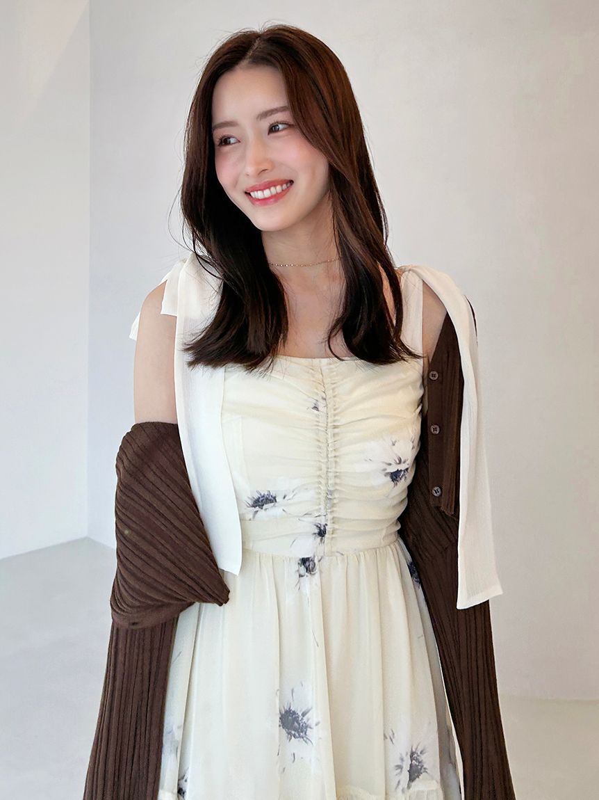 SNIDEL「【FLOWER COLLECTION】プリントショルダーリボンワンピース」|ワンピース|