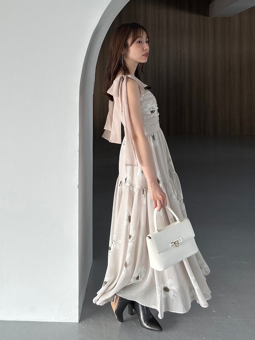 SNIDEL「【FLOWER COLLECTION】プリントショルダーリボンワンピース」|ワンピース|