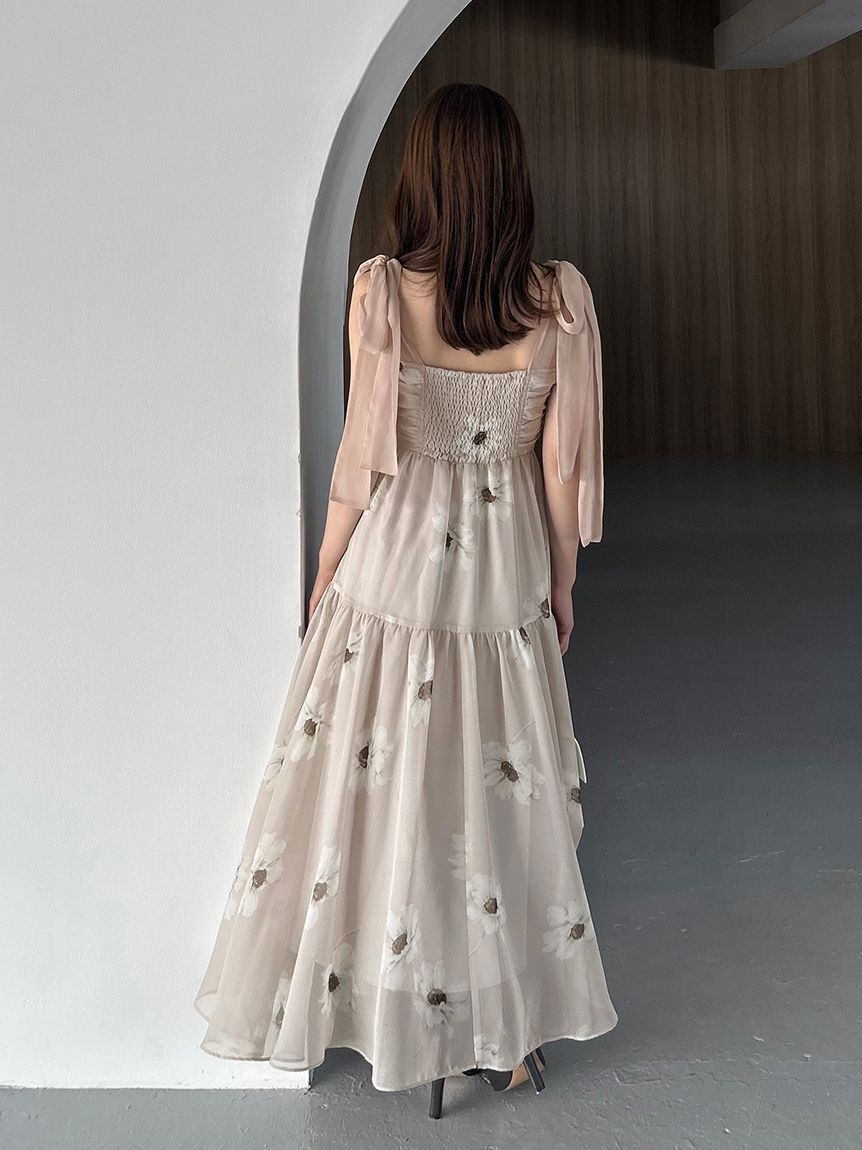 SNIDEL「【FLOWER COLLECTION】プリントショルダーリボンワンピース」|ワンピース|