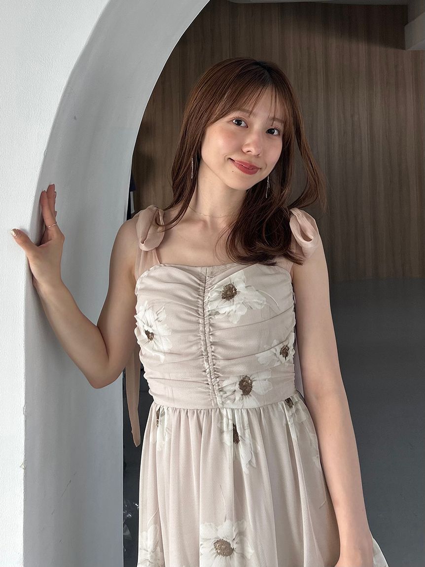 SNIDEL「【FLOWER COLLECTION】プリントショルダーリボンワンピース」|ワンピース|