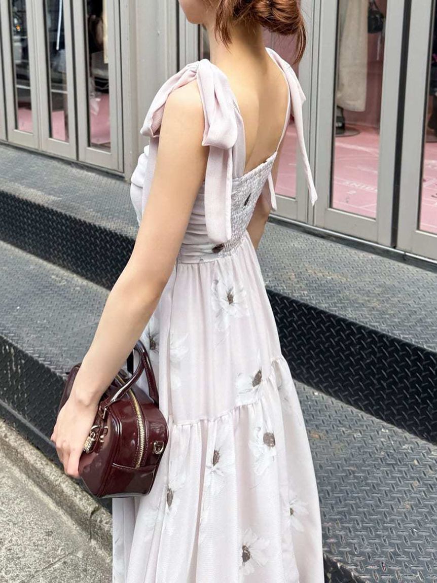 SNIDEL「【FLOWER COLLECTION】プリントショルダーリボンワンピース」|ワンピース|