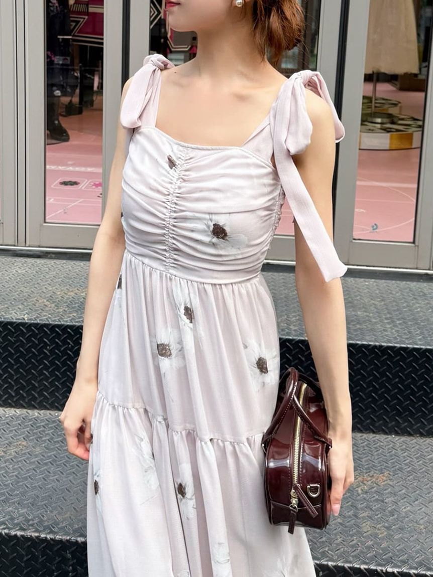 SNIDEL「【FLOWER COLLECTION】プリントショルダーリボンワンピース」|ワンピース|