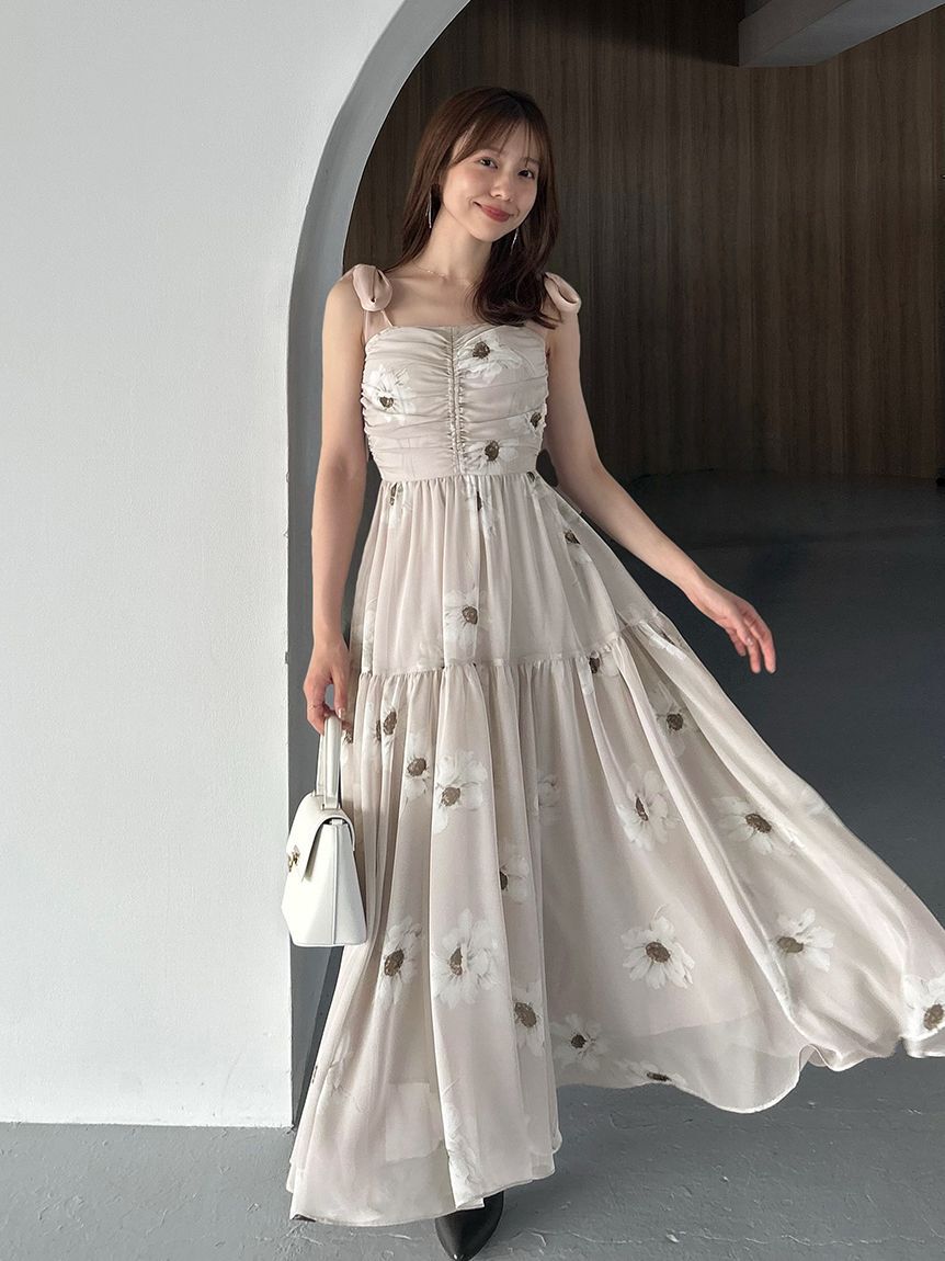 SNIDEL「【FLOWER COLLECTION】プリントショルダーリボンワンピース」|ワンピース|PBEG