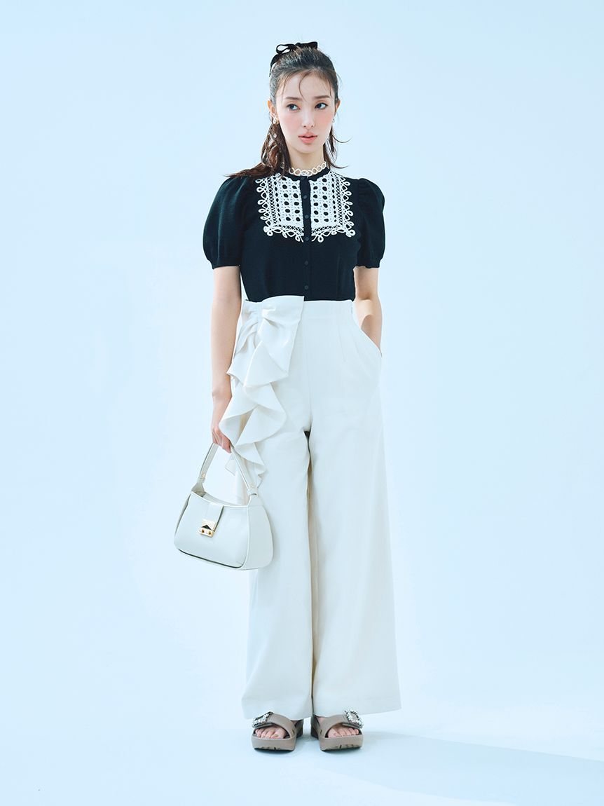 CELFORD「【洗える】リボンワイドパンツ」|チノ|