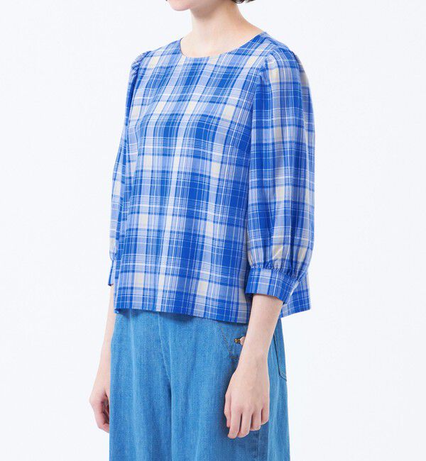 MACKINTOSH PHILOSOPHY「タータンチェックギャザースリーブブラウス」|シャツ・ブラウス|