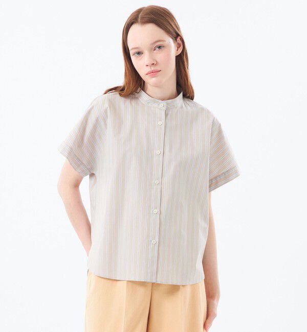 MACKINTOSH PHILOSOPHY「バンドカラーストライプハーフシャツ」|シャツ・ブラウス|