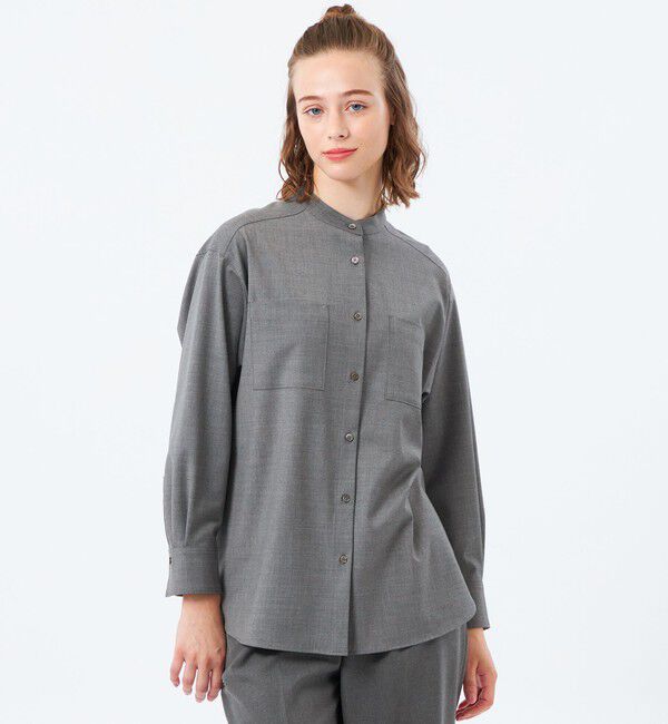 MACKINTOSH PHILOSOPHY「ウールトロバンドカラーシャツ」|シャツ・ブラウス|チャコールグレー