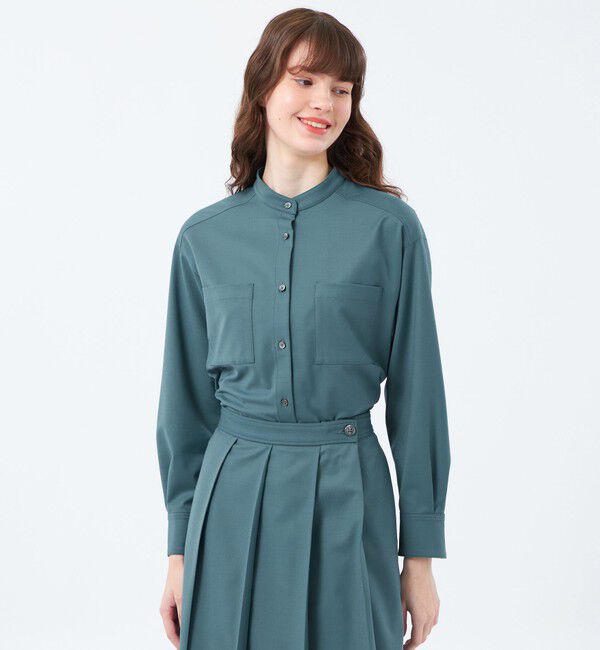 MACKINTOSH PHILOSOPHY「ウールトロバンドカラーシャツ」|シャツ・ブラウス|ブルー