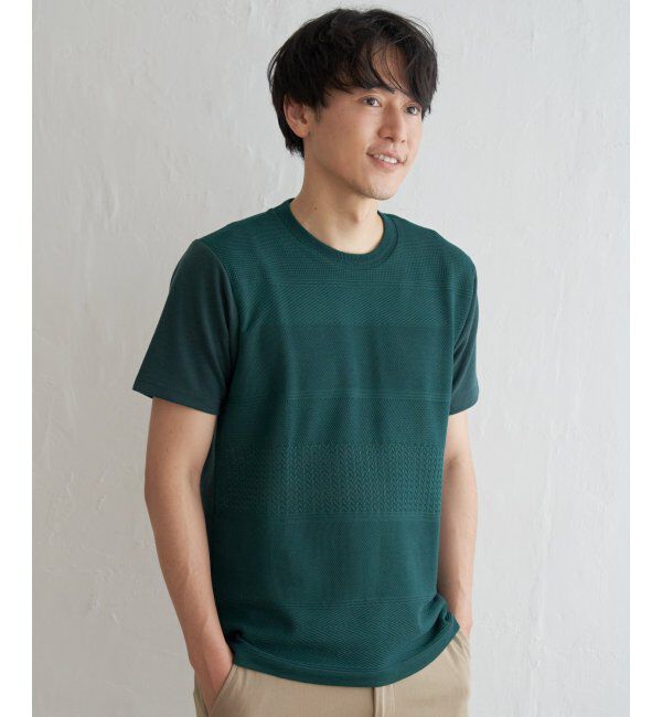ikka「ニットコンビポンチTシャツ」|Tシャツ・カットソー|グリーン