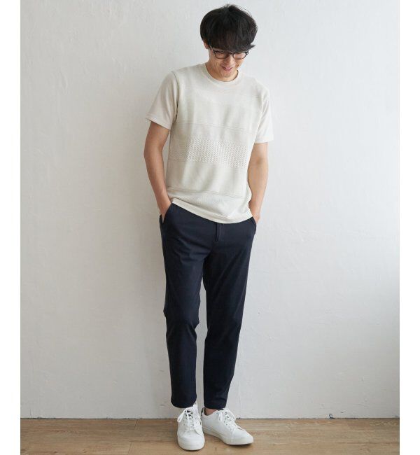 ikka「ニットコンビポンチTシャツ」|Tシャツ・カットソー|